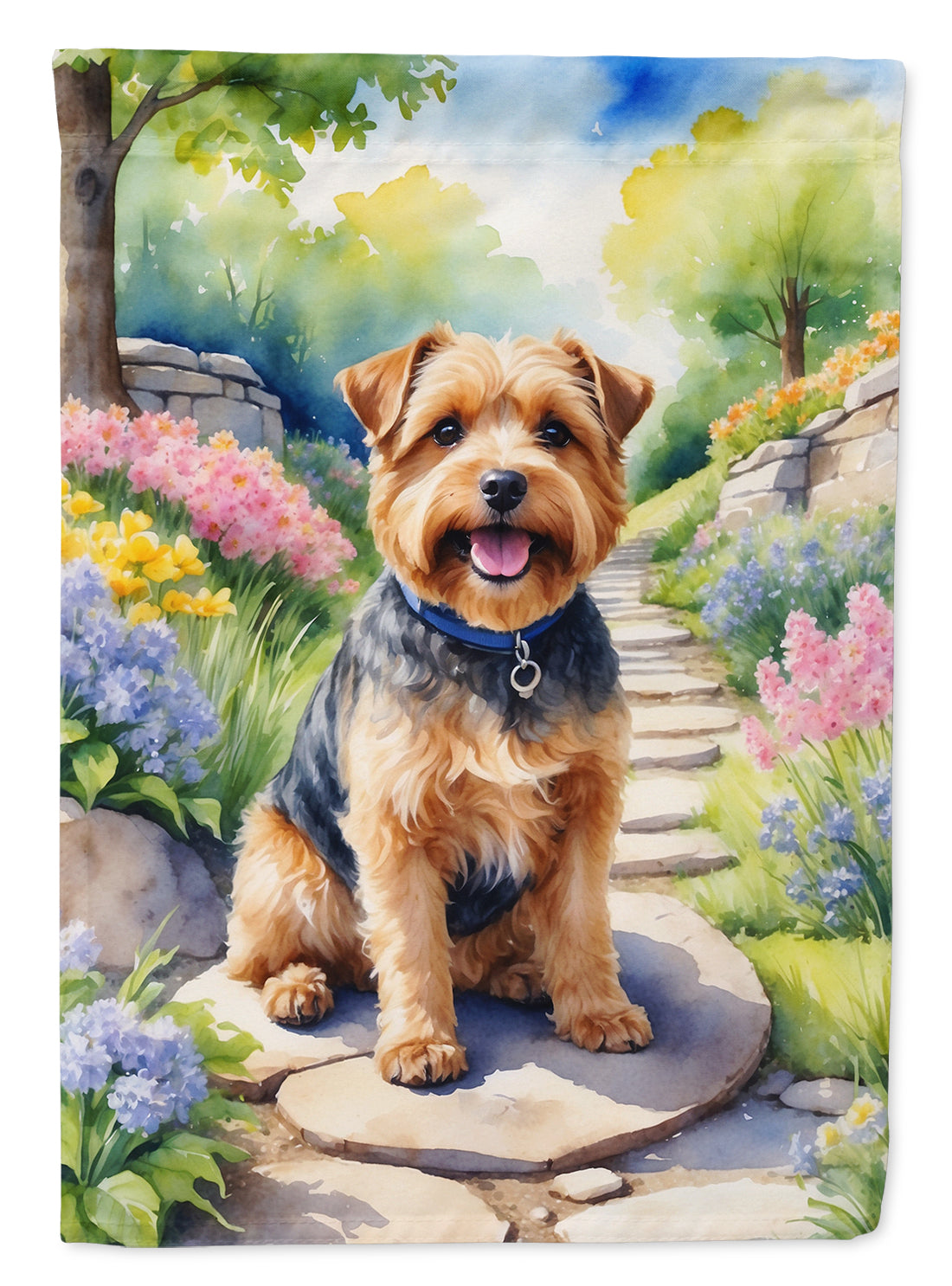 Norfolk Terrier Spring Path Garden Flag Mailbox Decorative Yard Banner Outside Patio Artwork for Flower Beds, Garden Size, Multicolor