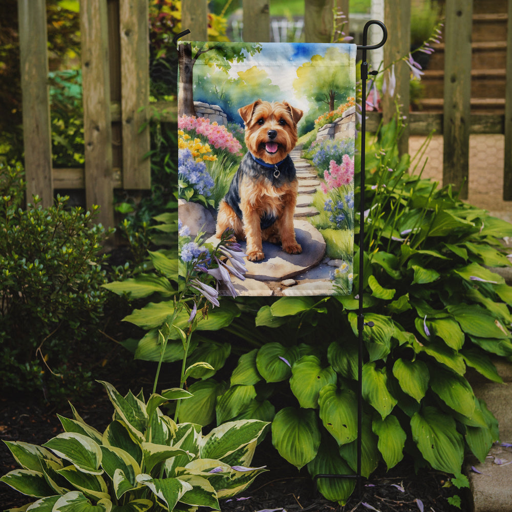 Norfolk Terrier Spring Path Garden Flag Mailbox Decorative Yard Banner Outside Patio Artwork for Flower Beds, Garden Size, Multicolor