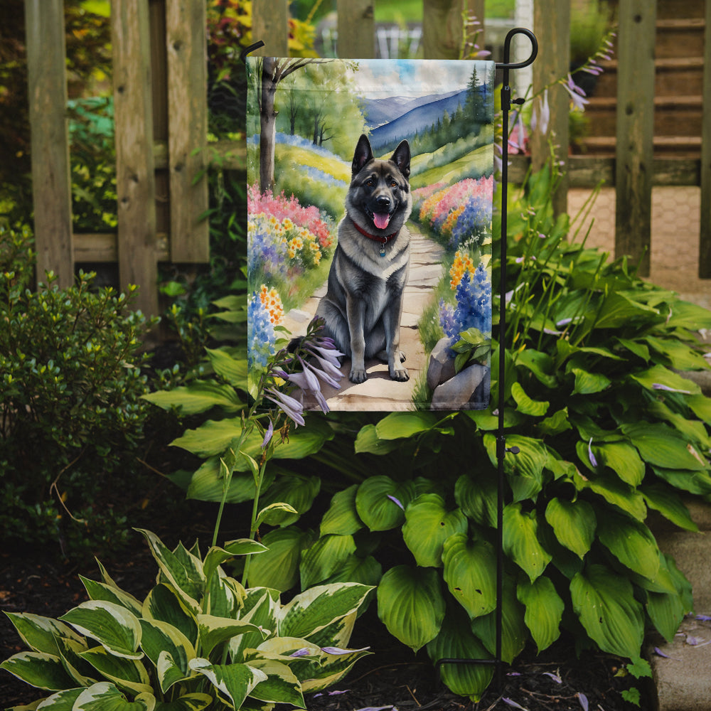 Norwegian Elkhound Spring Path Garden Flag Mailbox Decorative Yard Banner Outside Patio Artwork for Flower Beds, Garden Size, Multicolor