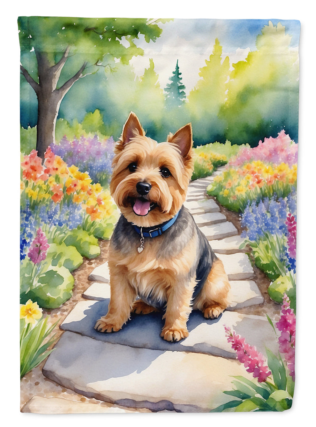 Norwich Terrier Spring Path House Flag 28x40 Porch Sleeve Pole Decorative Outside Yard Banner Artwork Wall Hanging, Polyester