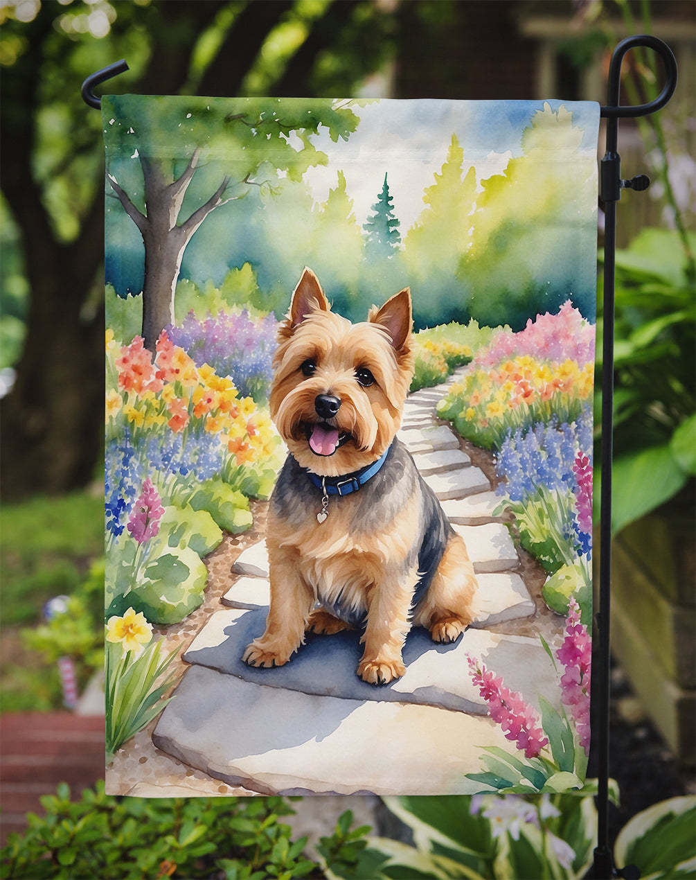 Norwich Terrier Spring Path Garden Flag Mailbox Decorative Yard Banner Outside Patio Artwork for Flower Beds, Garden Size, Multicolor