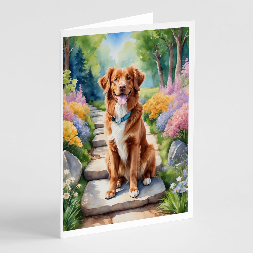Nova Scotia Duck Tolling Retriever Spring Path Greeting Cards Pack of 8 Blank Cards with Envelopes Whimsical A7 Size 5x7