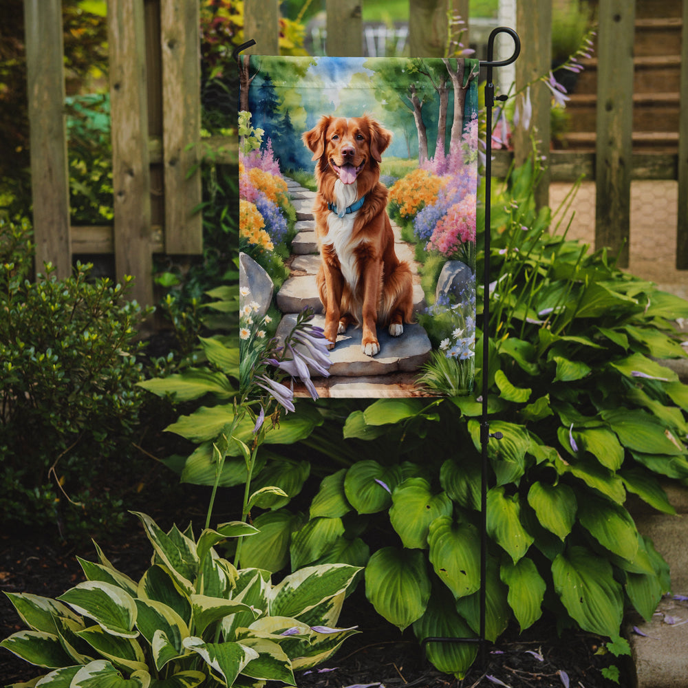 Nova Scotia Duck Tolling Retriever Spring Path Garden Flag Mailbox Decorative Yard Banner Outside Patio Artwork for Flower Beds, Garden Size, Multicolor