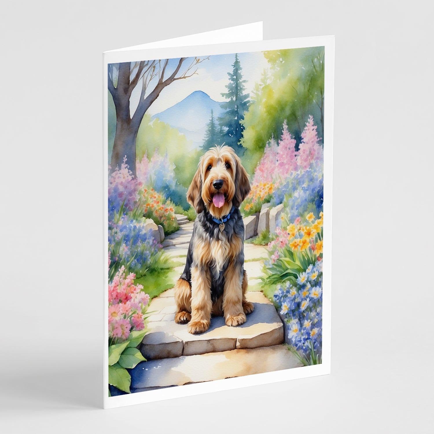 Otterhound Spring Path Greeting Cards Pack of 8 Blank Cards with Envelopes Whimsical A7 Size 5x7