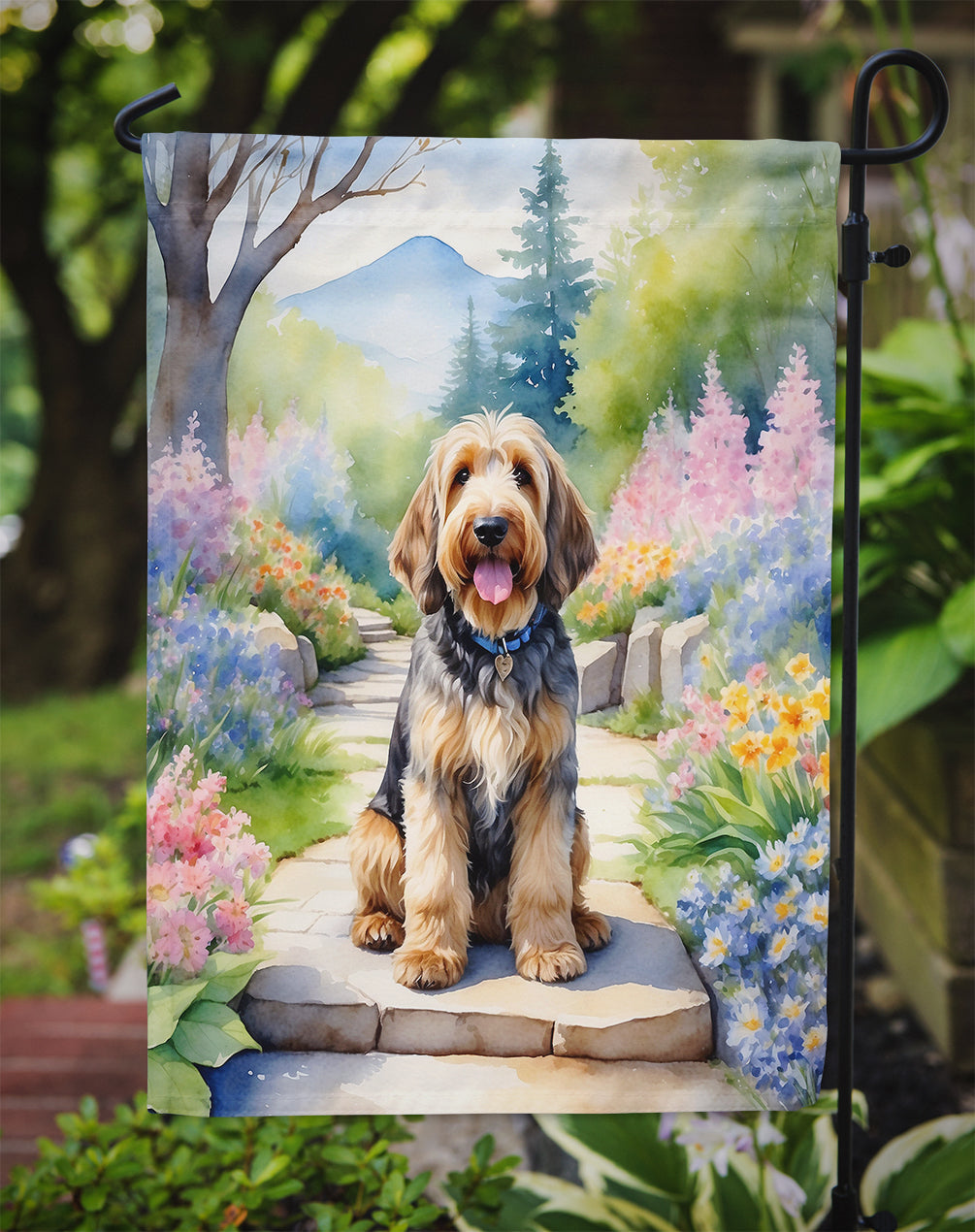 Otterhound Spring Path Garden Flag Mailbox Decorative Yard Banner Outside Patio Artwork for Flower Beds, Garden Size, Multicolor