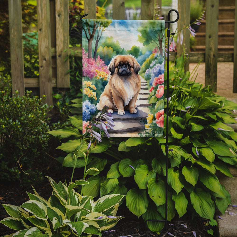 Pekingese Spring Path Garden Flag Mailbox Decorative Yard Banner Outside Patio Artwork for Flower Beds, Garden Size, Multicolor