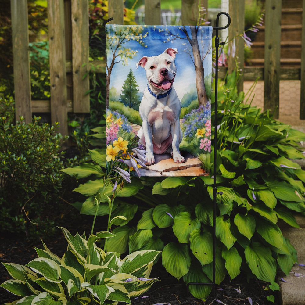 Pit Bull Terrier Spring Path Garden Flag Mailbox Decorative Yard Banner Outside Patio Artwork for Flower Beds, Garden Size, Multicolor
