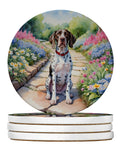Pointer Spring Path Large Sandstone Coasters Pack of 4 Absorbent Round Coasters Decor Gifts for Men or Women, 4 in, Multicolor