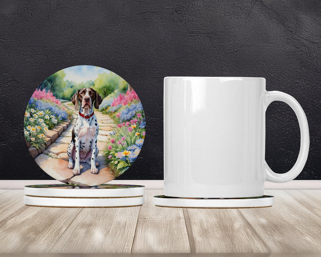 Pointer Spring Path Large Sandstone Coasters Pack of 4 Absorbent Round Coasters Decor Gifts for Men or Women, 4 in, Multicolor