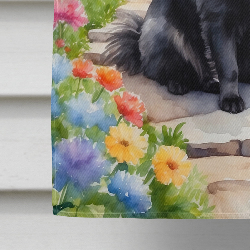 Pomeranian Spring Path House Flag 28x40 Porch Sleeve Pole Decorative Outside Yard Banner Artwork Wall Hanging, Polyester