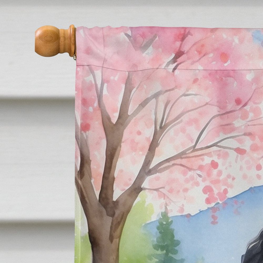 Black Poodle Spring Path House Flag 28x40 Porch Sleeve Pole Decorative Outside Yard Banner Artwork Wall Hanging, Polyester
