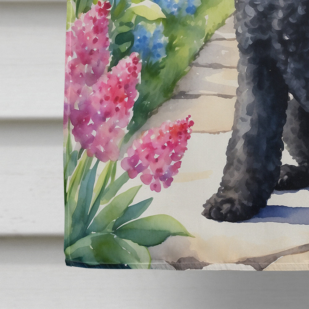 Black Poodle Spring Path House Flag 28x40 Porch Sleeve Pole Decorative Outside Yard Banner Artwork Wall Hanging, Polyester