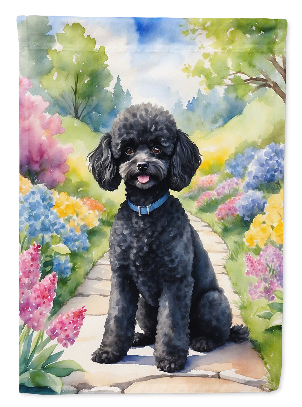 Black Poodle Spring Path Garden Flag Mailbox Decorative Yard Banner Outside Patio Artwork for Flower Beds, Garden Size, Multicolor