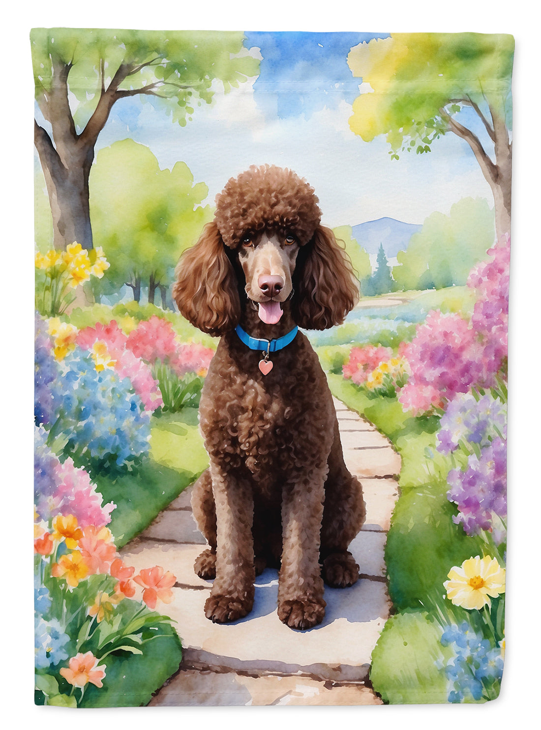 Chocolate Poodle Spring Path Garden Flag Mailbox Decorative Yard Banner Outside Patio Artwork for Flower Beds, Garden Size, Multicolor