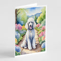 White Poodle Spring Path Greeting Cards Pack of 8 Blank Cards with Envelopes Whimsical A7 Size 5x7