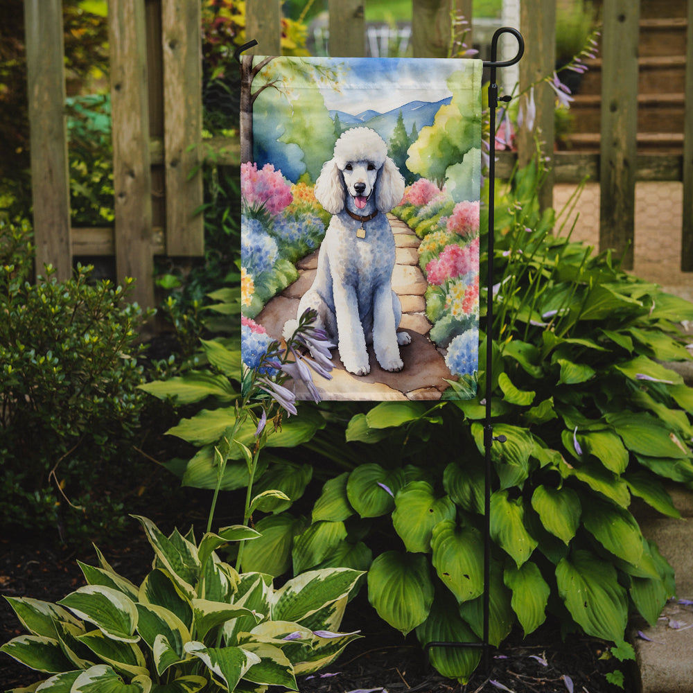 White Poodle Spring Path Garden Flag Mailbox Decorative Yard Banner Outside Patio Artwork for Flower Beds, Garden Size, Multicolor