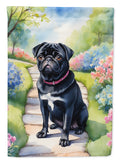 Black Pug Spring Path Garden Flag Mailbox Decorative Yard Banner Outside Patio Artwork for Flower Beds, Garden Size, Multicolor
