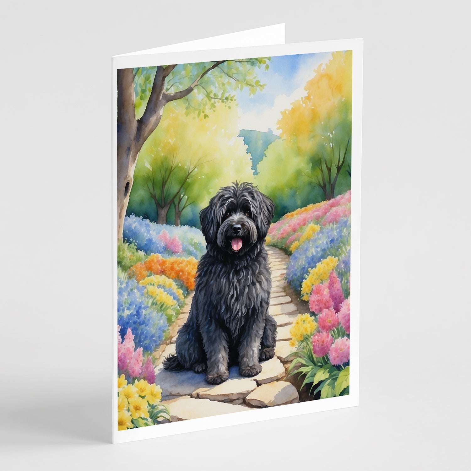 Puli Spring Path Greeting Cards Pack of 8 Blank Cards with Envelopes Whimsical A7 Size 5x7