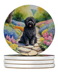 Puli Spring Path Large Sandstone Coasters Pack of 4 Absorbent Round Coasters Decor Gifts for Men or Women, 4 in, Multicolor