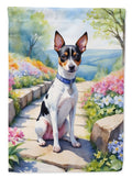Rat Terrier Spring Path House Flag 28x40 Porch Sleeve Pole Decorative Outside Yard Banner Artwork Wall Hanging, Polyester