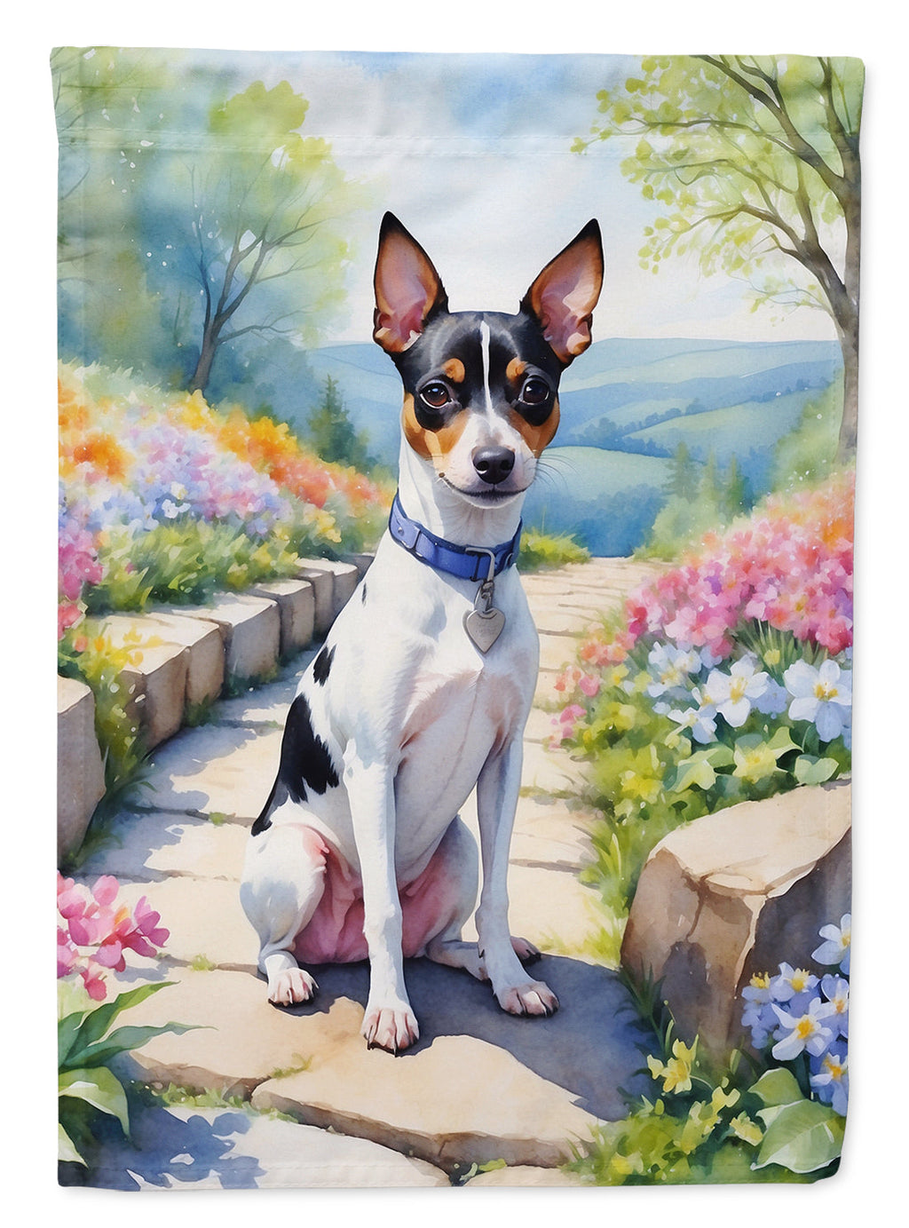 Rat Terrier Spring Path Garden Flag Mailbox Decorative Yard Banner Outside Patio Artwork for Flower Beds, Garden Size, Multicolor