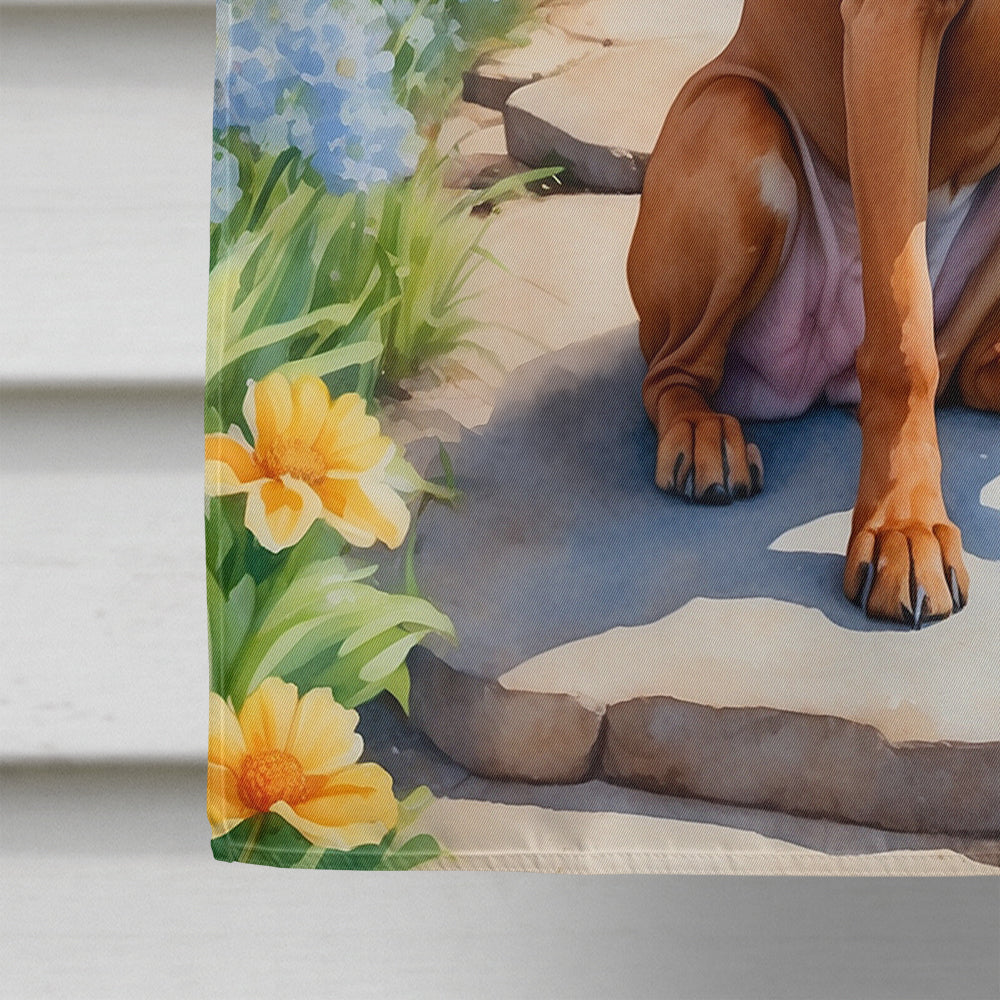 Rhodesian Ridgeback Spring Path House Flag 28x40 Porch Sleeve Pole Decorative Outside Yard Banner Artwork Wall Hanging, Polyester
