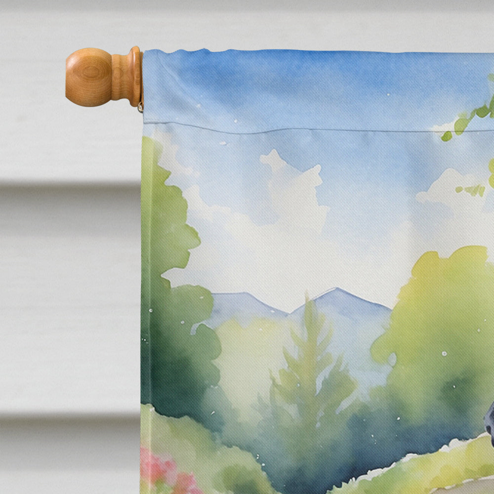 Rottweiler Spring Path House Flag 28x40 Porch Sleeve Pole Decorative Outside Yard Banner Artwork Wall Hanging, Polyester