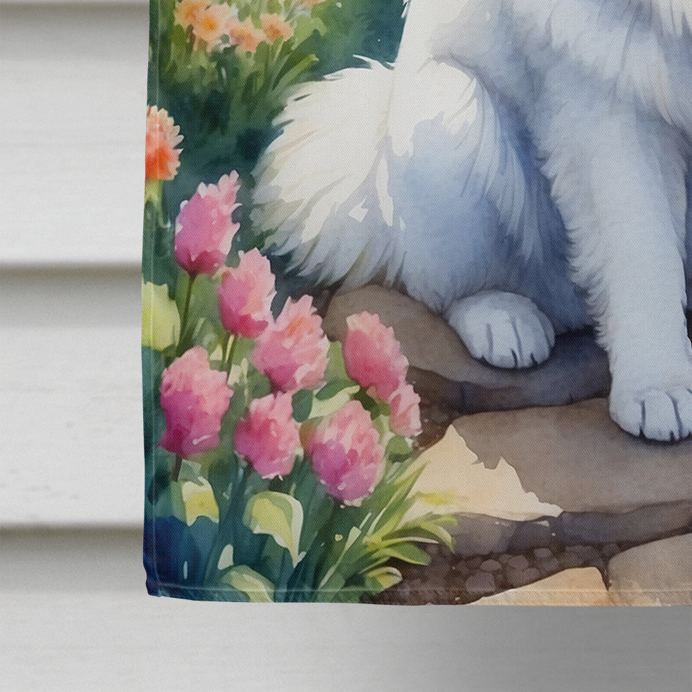 Samoyed Spring Path House Flag 28x40 Porch Sleeve Pole Decorative Outside Yard Banner Artwork Wall Hanging, Polyester