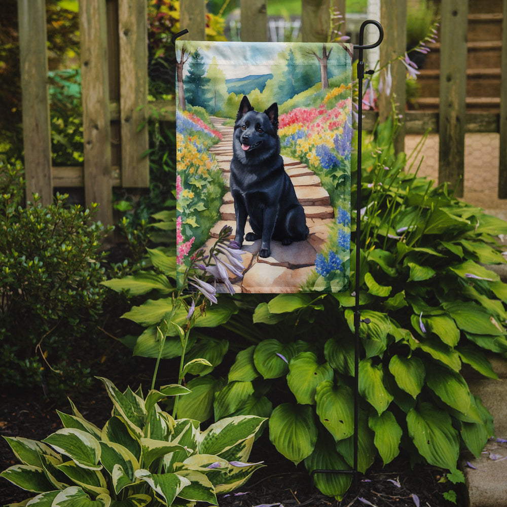 Schipperke Spring Path Garden Flag Mailbox Decorative Yard Banner Outside Patio Artwork for Flower Beds, Garden Size, Multicolor