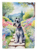Schnauzer Spring Path House Flag 28x40 Porch Sleeve Pole Decorative Outside Yard Banner Artwork Wall Hanging, Polyester