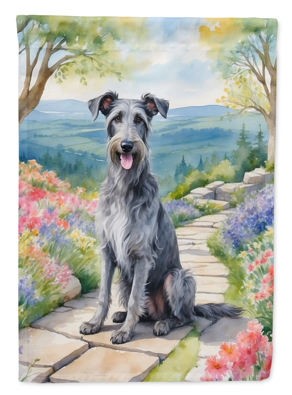 Scottish Deerhound Spring Path Garden Flag Mailbox Decorative Yard Banner Outside Patio Artwork for Flower Beds, Garden Size, Multicolor