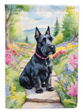Scottish Terrier Spring Path House Flag 28x40 Porch Sleeve Pole Decorative Outside Yard Banner Artwork Wall Hanging, Polyester