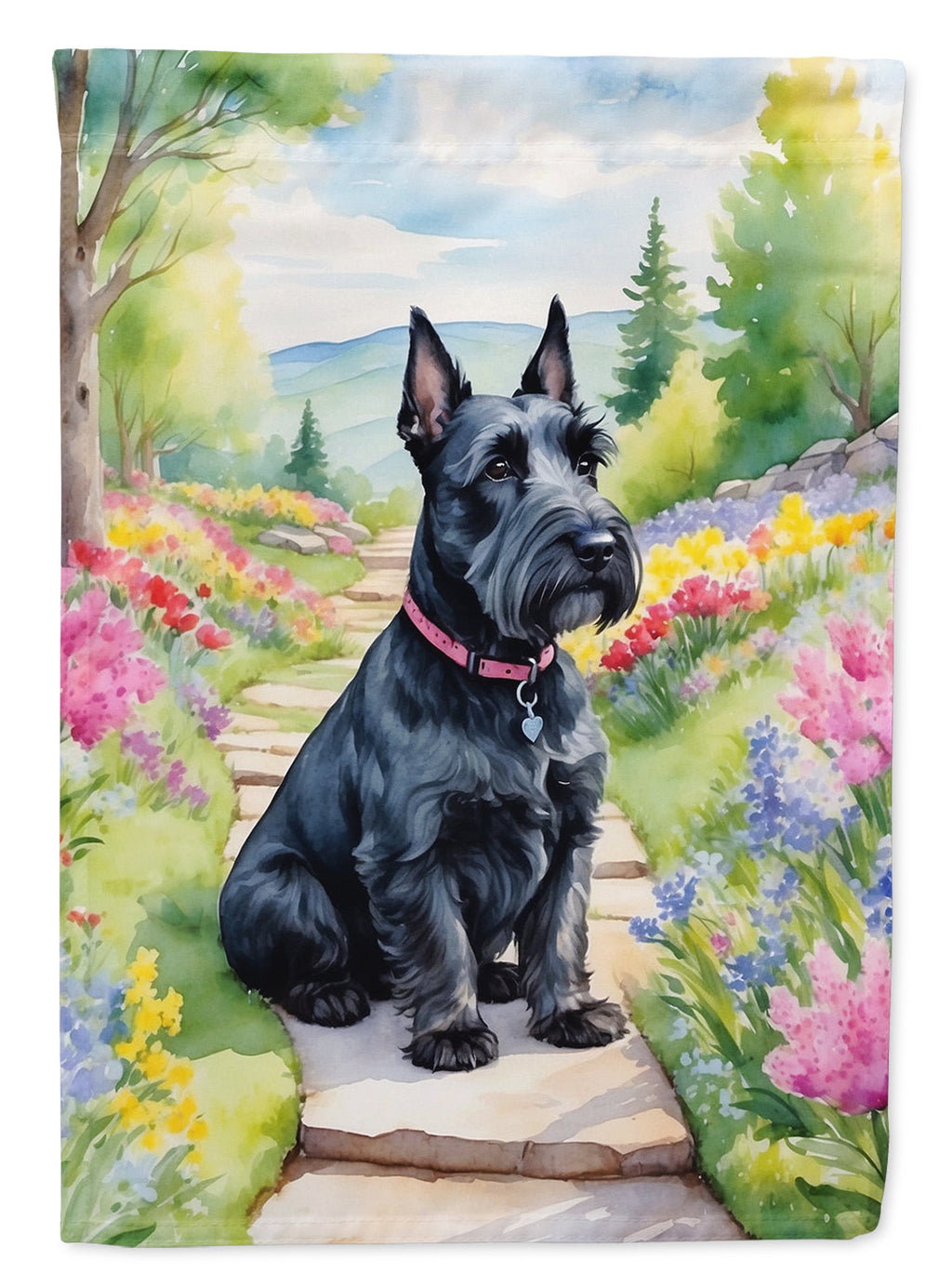 Scottish Terrier Spring Path Garden Flag Mailbox Decorative Yard Banner Outside Patio Artwork for Flower Beds, Garden Size, Multicolor
