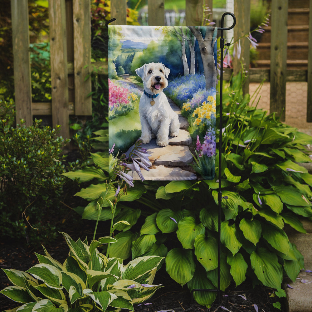 Sealyham Terrier Spring Path Garden Flag Mailbox Decorative Yard Banner Outside Patio Artwork for Flower Beds, Garden Size, Multicolor