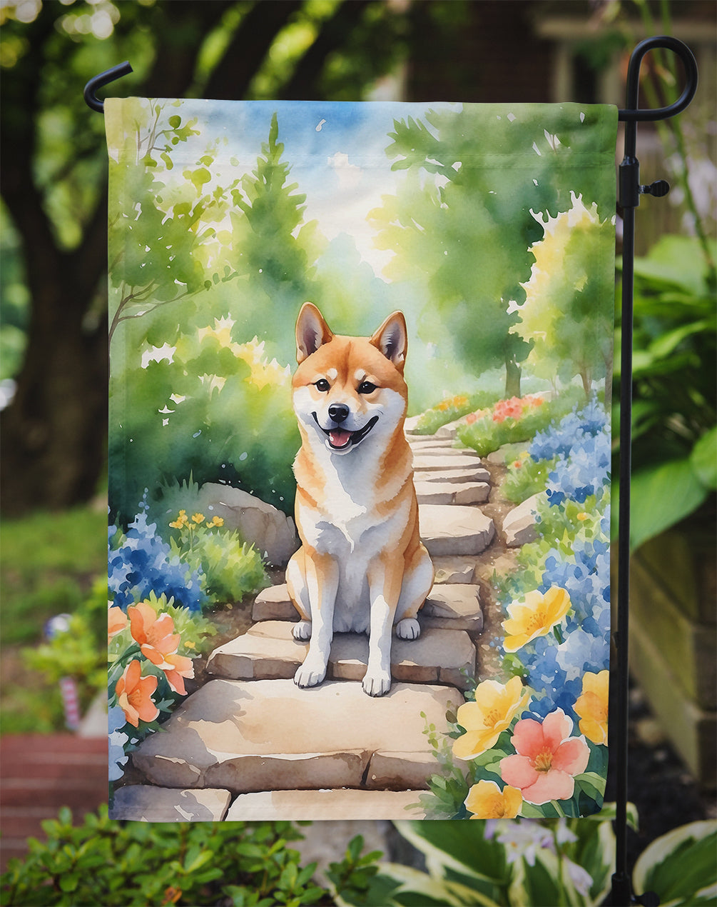 Shiba Inu Spring Path Garden Flag Mailbox Decorative Yard Banner Outside Patio Artwork for Flower Beds, Garden Size, Multicolor