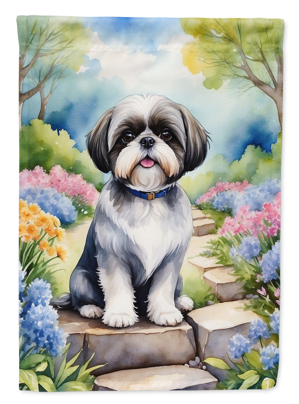 Shih Tzu Spring Path Garden Flag Mailbox Decorative Yard Banner Outside Patio Artwork for Flower Beds, Garden Size, Multicolor