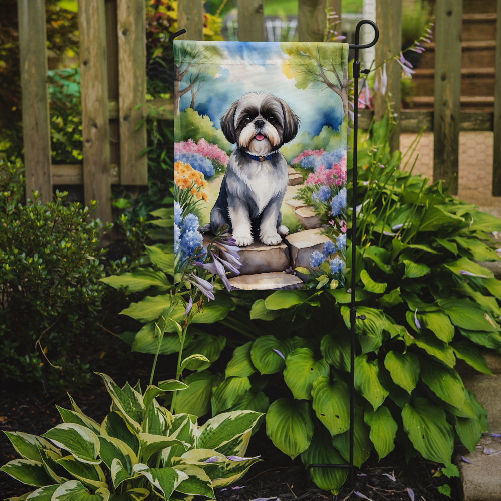 Shih Tzu Spring Path Garden Flag Mailbox Decorative Yard Banner Outside Patio Artwork for Flower Beds, Garden Size, Multicolor