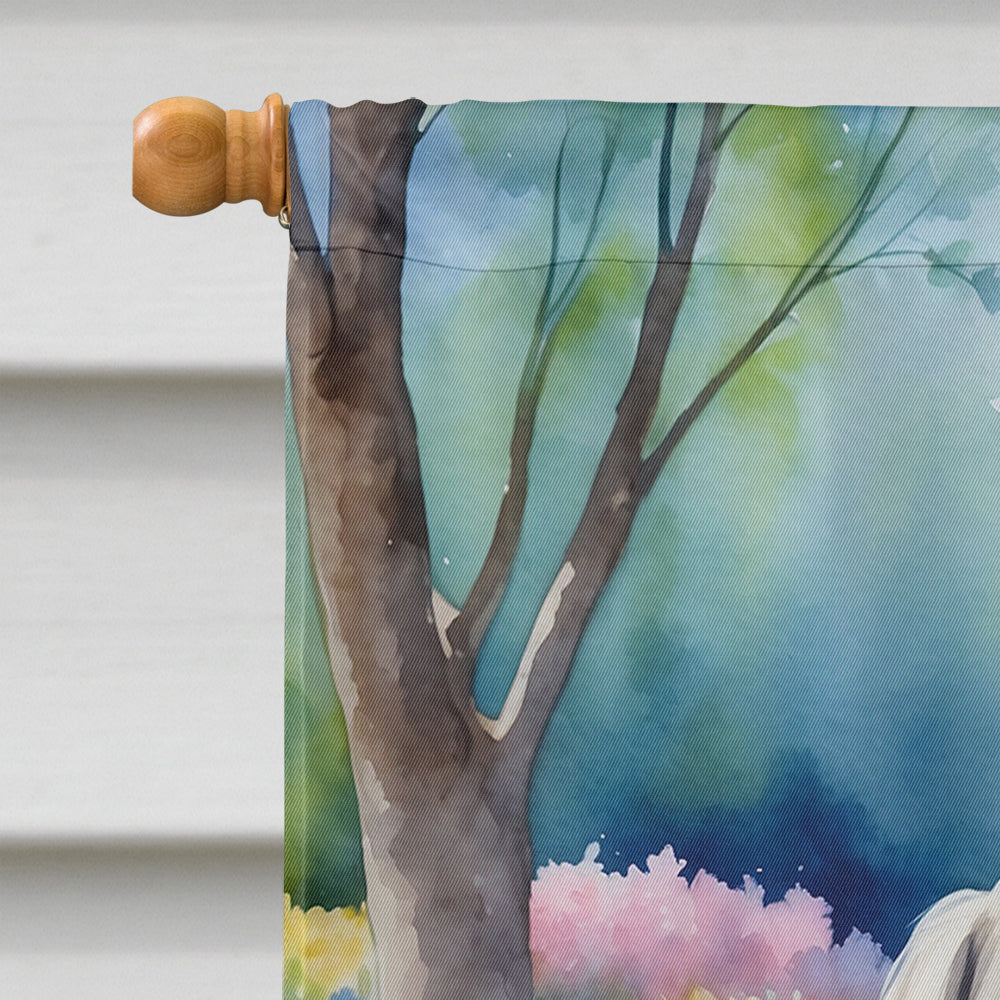 Shih Tzu Spring Path House Flag 28x40 Porch Sleeve Pole Decorative Outside Yard Banner Artwork Wall Hanging, Polyester