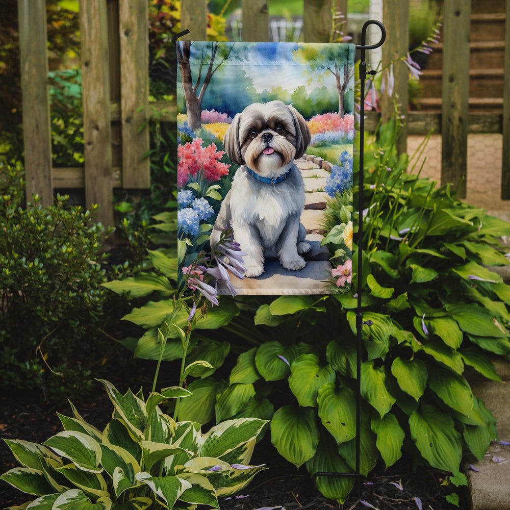 Shih Tzu Spring Path Garden Flag Mailbox Decorative Yard Banner Outside Patio Artwork for Flower Beds, Garden Size, Multicolor