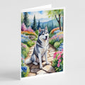 Siberian Husky Spring Path Greeting Cards Pack of 8 Blank Cards with Envelopes Whimsical A7 Size 5x7