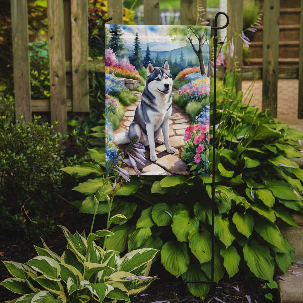 Siberian Husky Spring Path Garden Flag Mailbox Decorative Yard Banner Outside Patio Artwork for Flower Beds, Garden Size, Multicolor