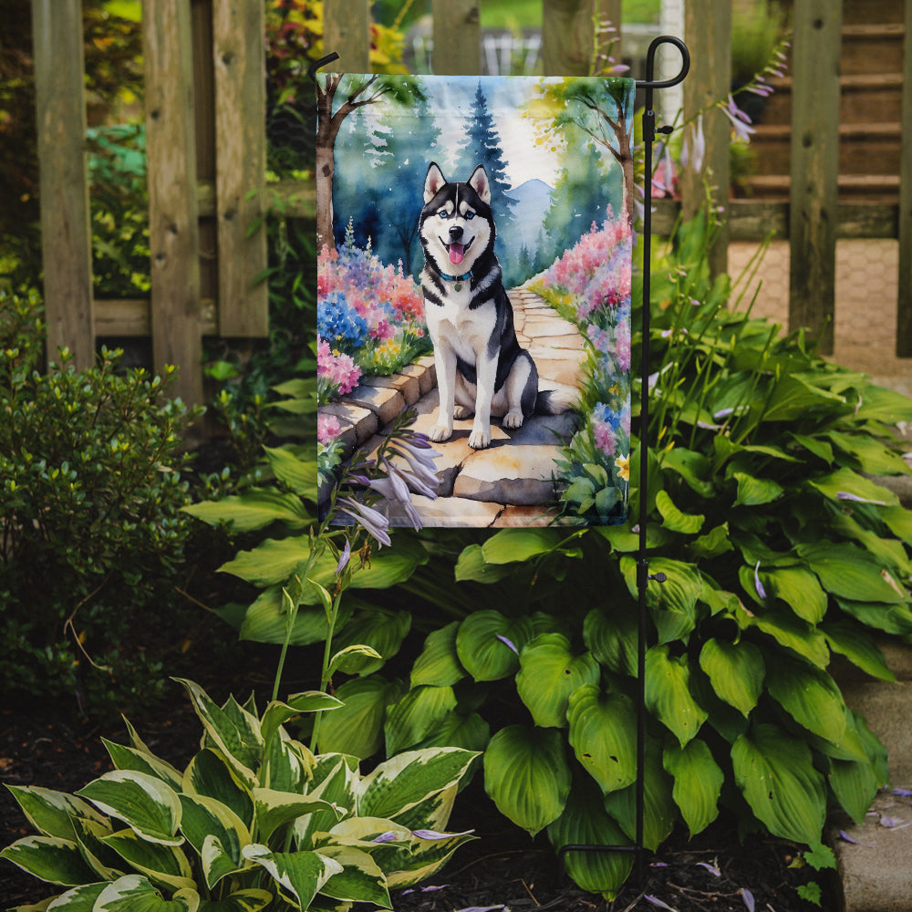 Siberian Husky Spring Path Garden Flag Mailbox Decorative Yard Banner Outside Patio Artwork for Flower Beds, Garden Size, Multicolor
