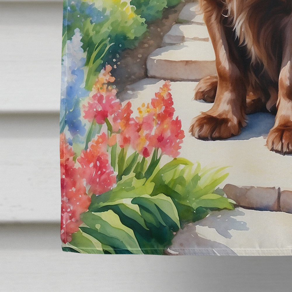 Sussex Spaniel Spring Path House Flag 28x40 Porch Sleeve Pole Decorative Outside Yard Banner Artwork Wall Hanging, Polyester