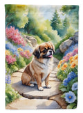 Tibetan Spaniel Spring Path Garden Flag Mailbox Decorative Yard Banner Outside Patio Artwork for Flower Beds, Garden Size, Multicolor