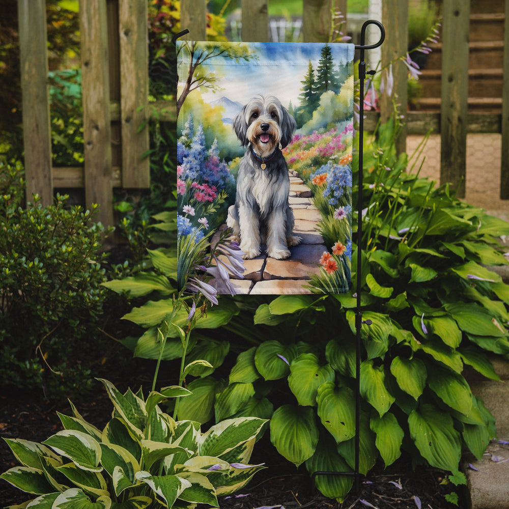 Tibetan Terrier Spring Path Garden Flag Mailbox Decorative Yard Banner Outside Patio Artwork for Flower Beds, Garden Size, Multicolor