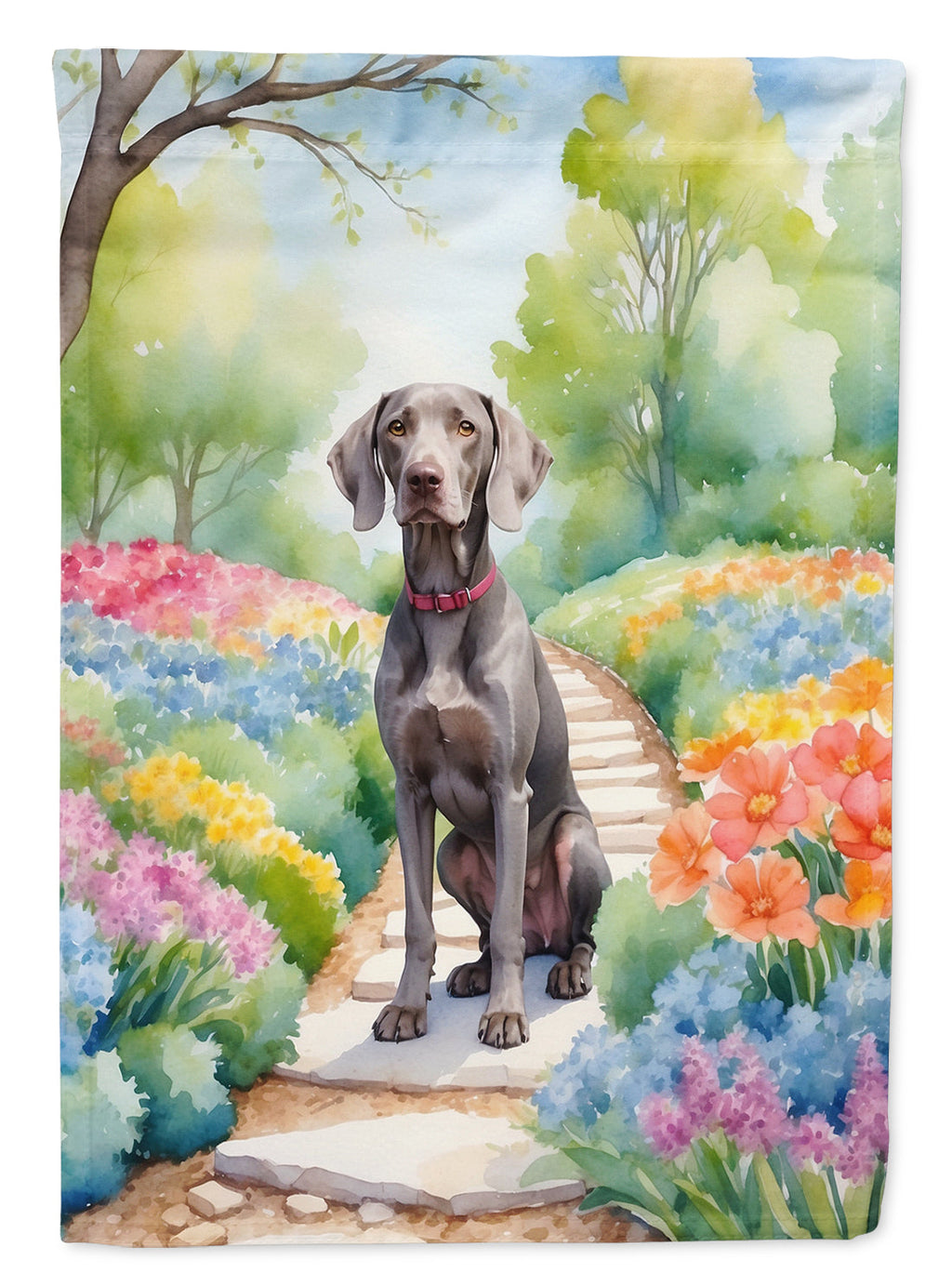 Weimaraner Spring Path Garden Flag Mailbox Decorative Yard Banner Outside Patio Artwork for Flower Beds, Garden Size, Multicolor
