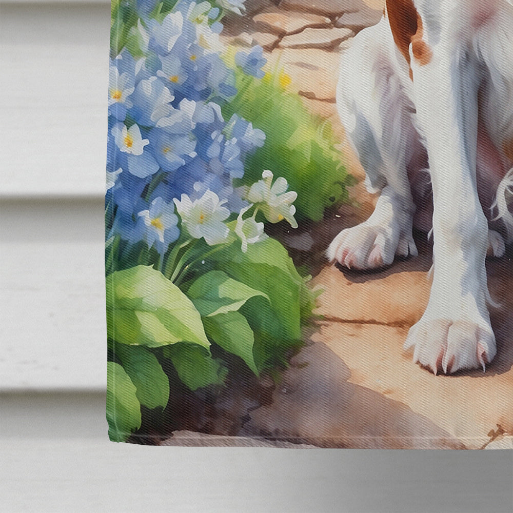 Welsh Springer Spaniel Spring Path House Flag 28x40 Porch Sleeve Pole Decorative Outside Yard Banner Artwork Wall Hanging, Polyester