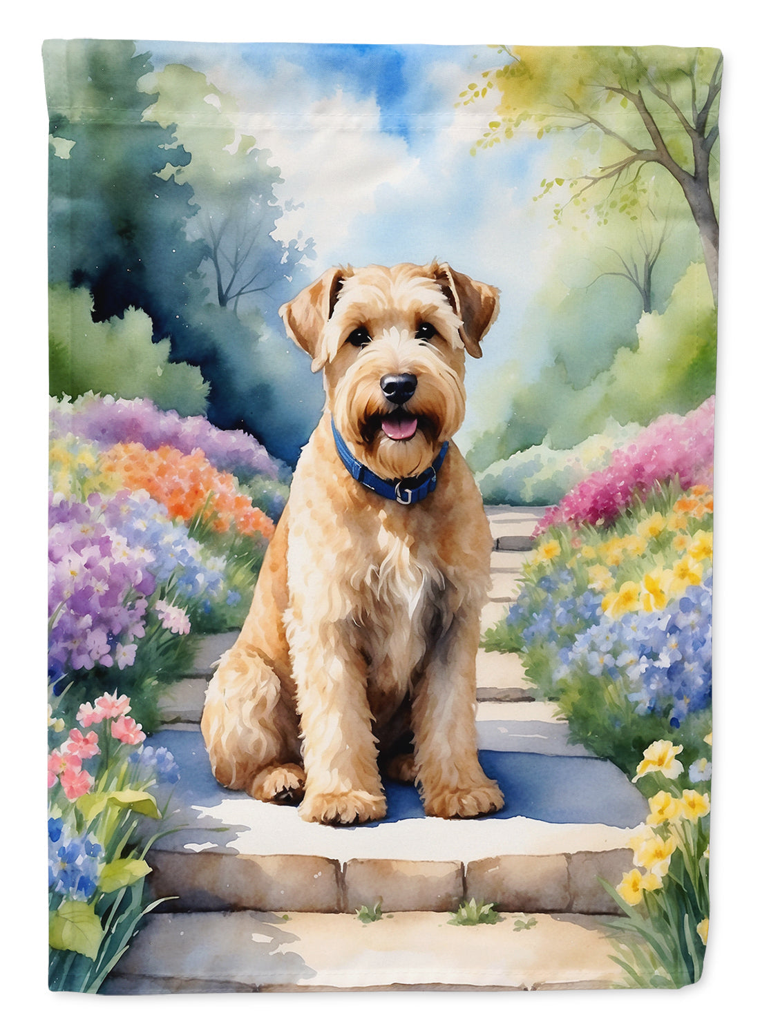 Wheaten Terrier Spring Path Garden Flag Mailbox Decorative Yard Banner Outside Patio Artwork for Flower Beds, Garden Size, Multicolor
