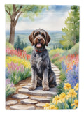 Wirehaired Pointing Griffon Spring Path Garden Flag Mailbox Decorative Yard Banner Outside Patio Artwork for Flower Beds, Garden Size, Multicolor