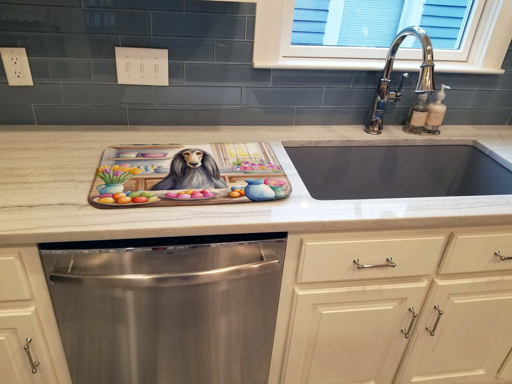 Decorating Easter Afghan Hound Dish Drying Mat Absorbent Dish Drying Mat Pad for Kitchen Counter Dish Drainer Mat for Countertop, 14 x 21", Multicolor